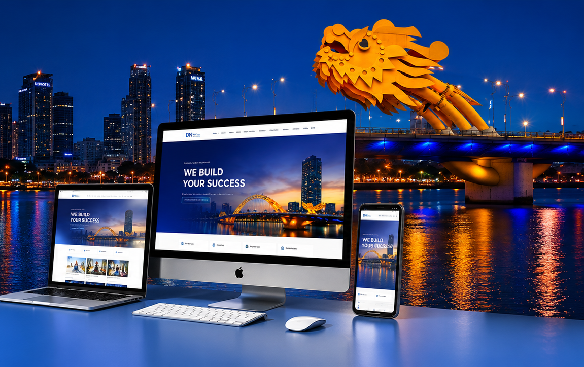 Website DNWeb hiển thị trên máy tính, máy tính bảng và điện thoại