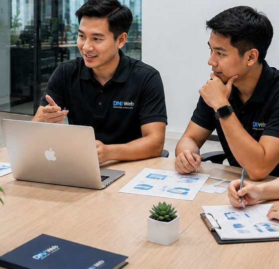 Đội ngũ DNWeb làm việc cùng khách hàng